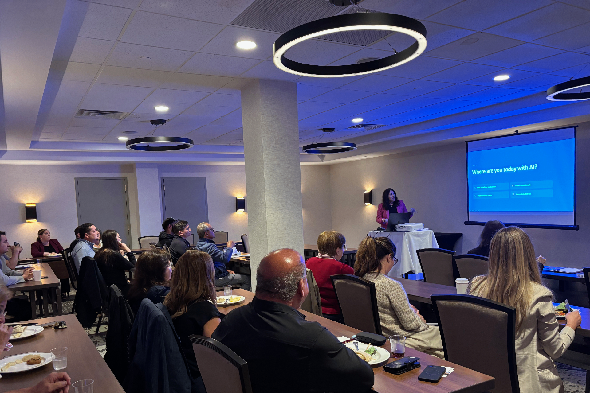 Ary Aranguiz presenting to an SMB audience at an AI Ready Business workshop